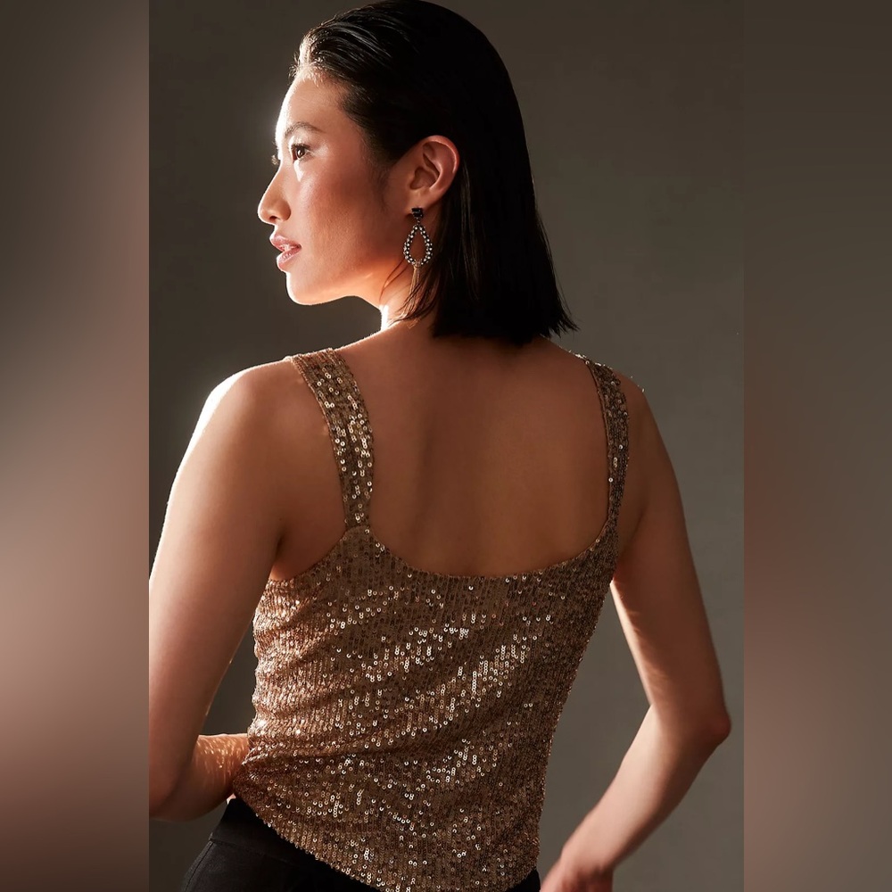Anthropologie Cowl-Neck Sequin Camisole - Picture 3 of 8